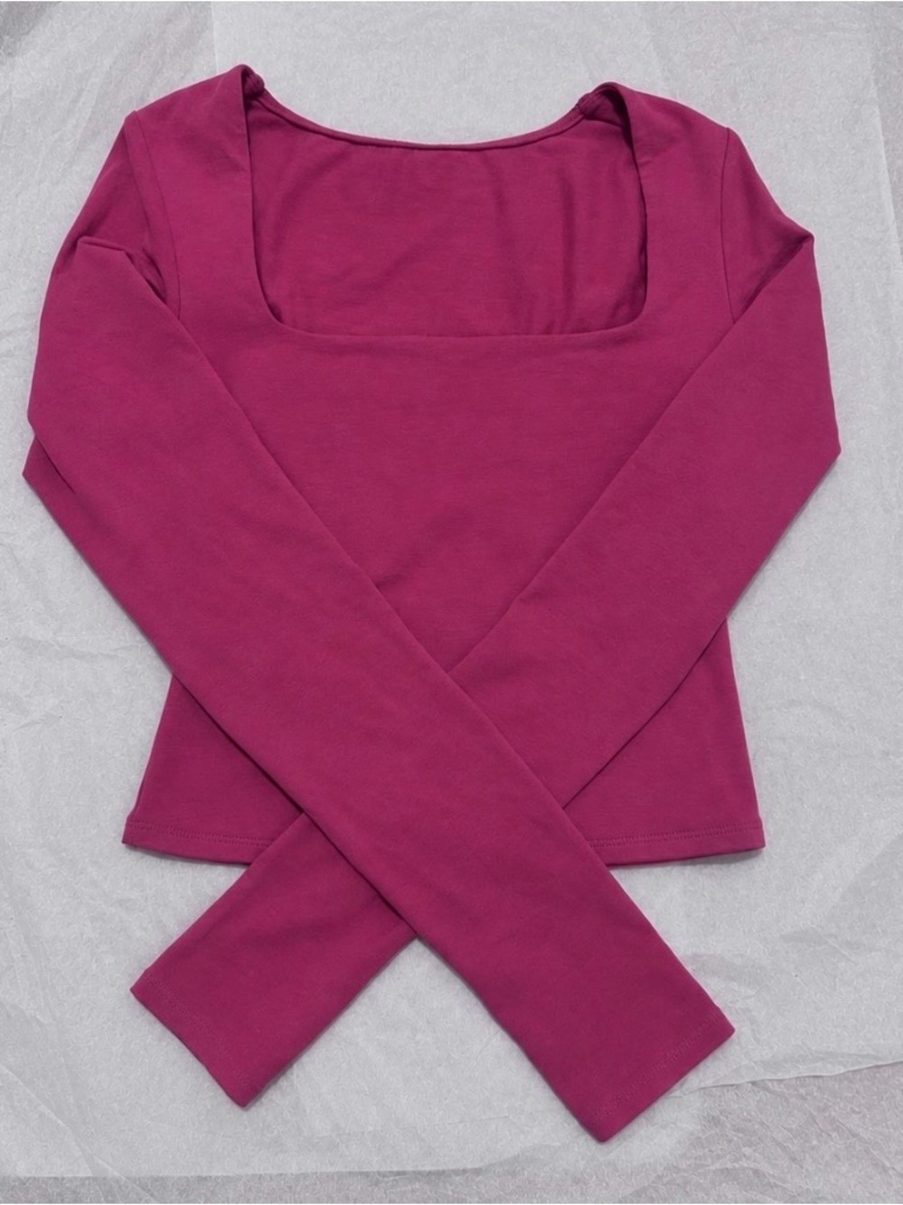 Garage Square Neck Long-Sleeve Top in Hot Pink - Women's Classic Tee